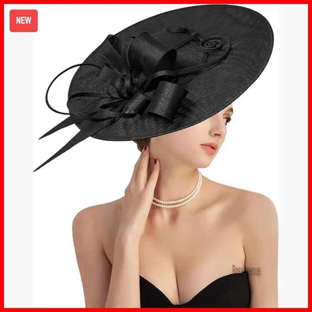 Vintage Linen Fascinator Hat for Derby Wedding Church Tea Party